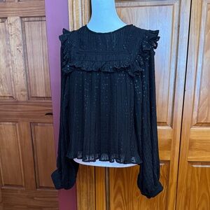 Topshop Black Ruffled Blouse